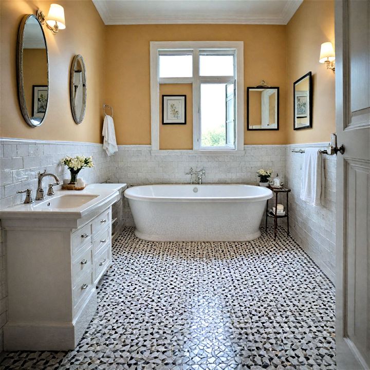 mosaic tile floor for traditional bathroom