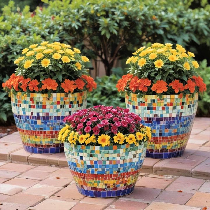 mosaic tile planters for fall