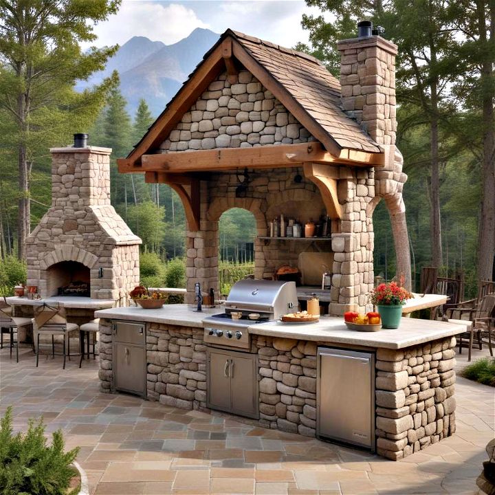 mountain lodge outdoor kitchen