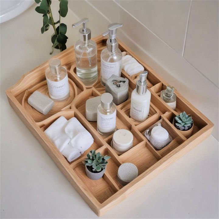 multi compartment tray for bathroom