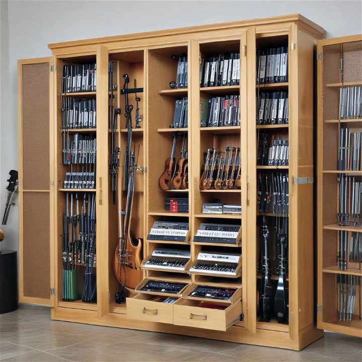 music instrument storage cabinets for music room