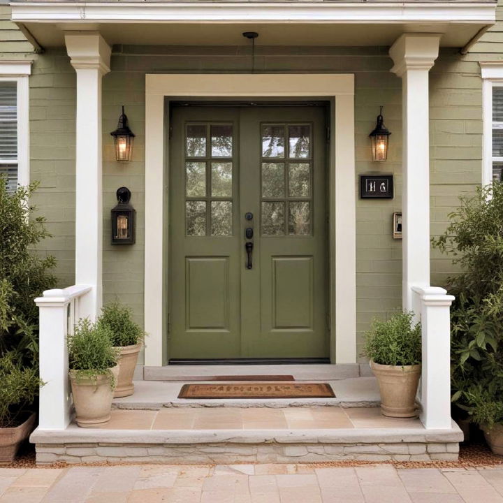 muted olive porch paint