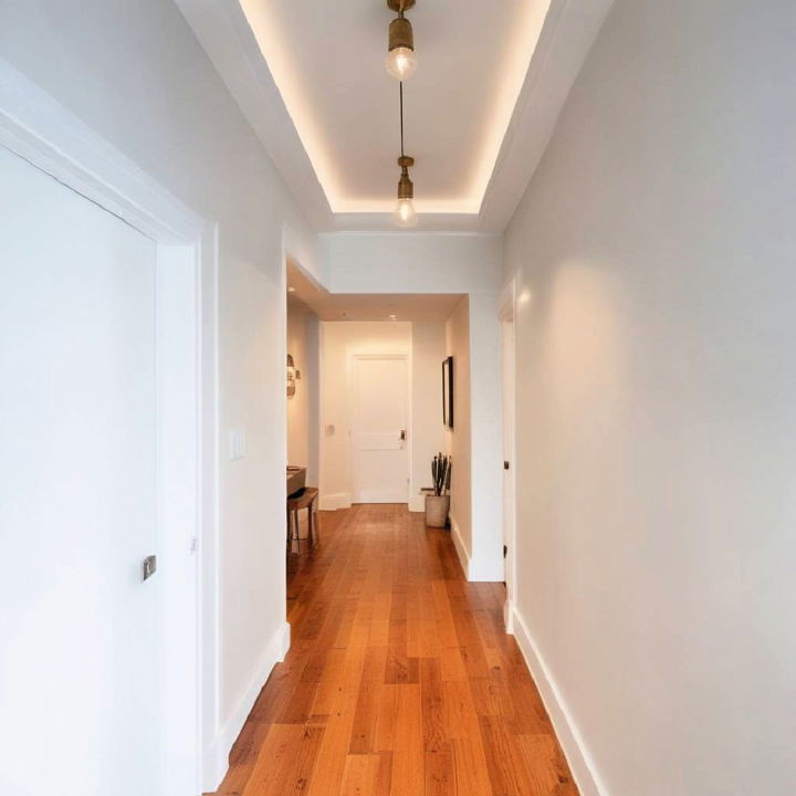 narrow hallway rope lighting idea