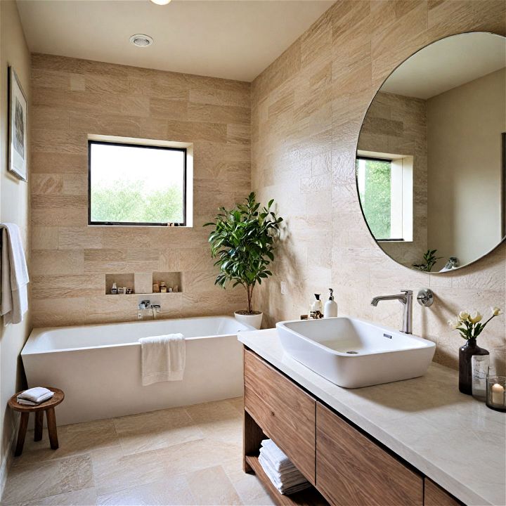 natural limestone bathroom walls