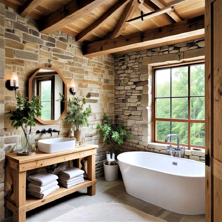 natural materials cottage bathroom tub