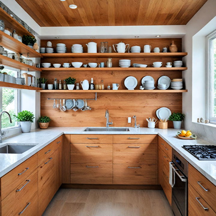natural wood elements mid century modern kitchen