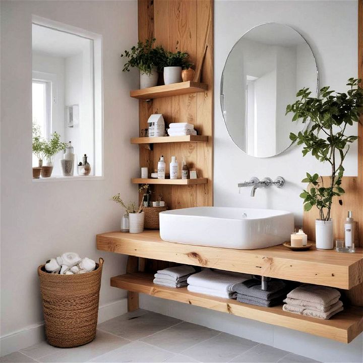 natural wood elements scandinavian bathroom