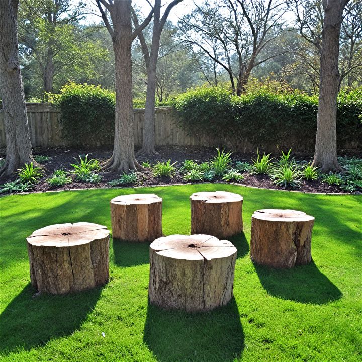 nature inspired tree stump stools