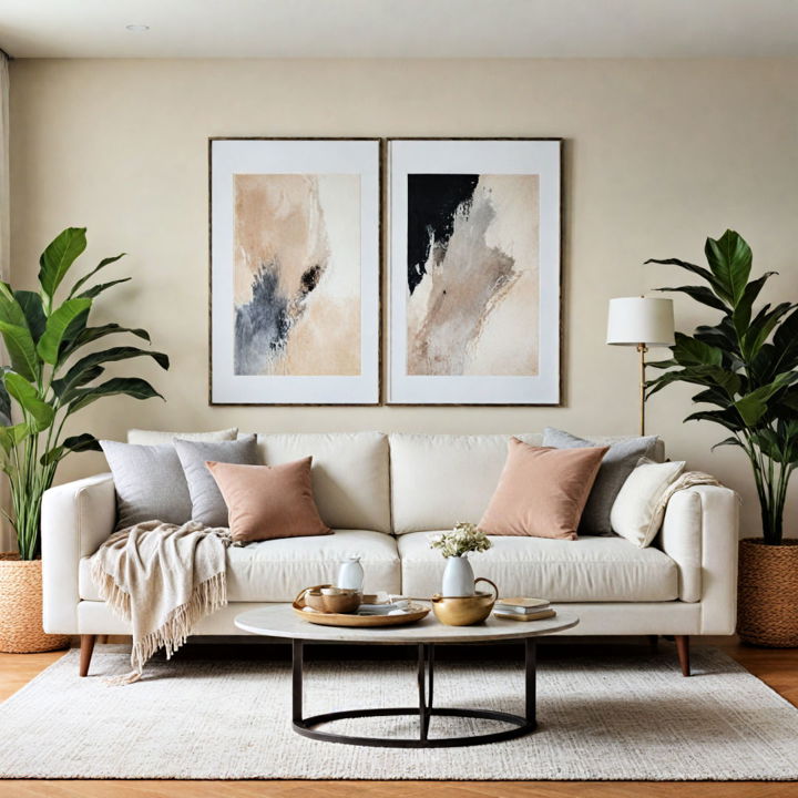 neutral art living room