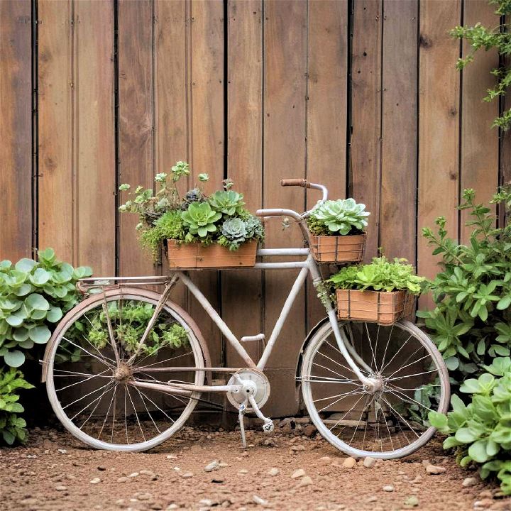 old bicycle as a succulent plante