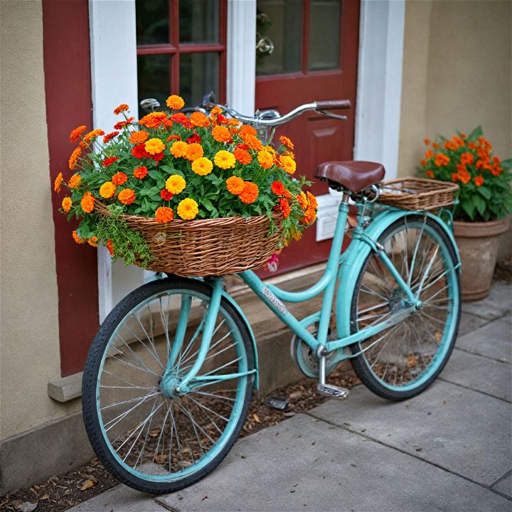 old bicycle basket planter