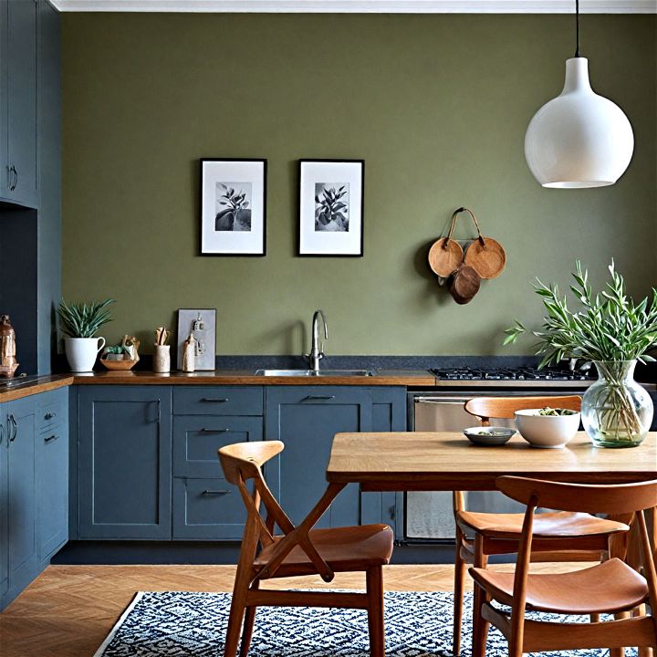 olive green accent wall for kitchen