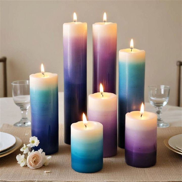 ombre candle arrangements for wedding centerpiece