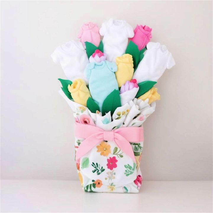 onesie floral bouquets for baby shower