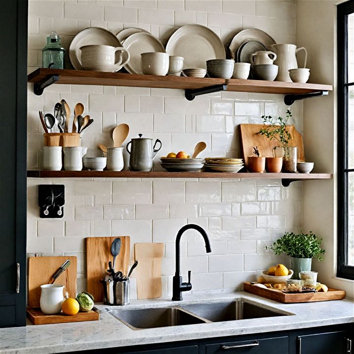 open shelving for industrial kitchen