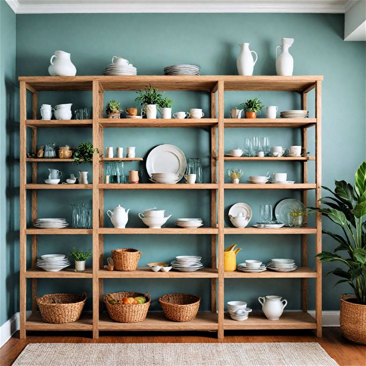 open shelving unit for dining room