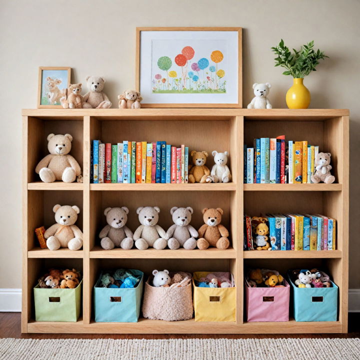 open shelving unit for nursery storage