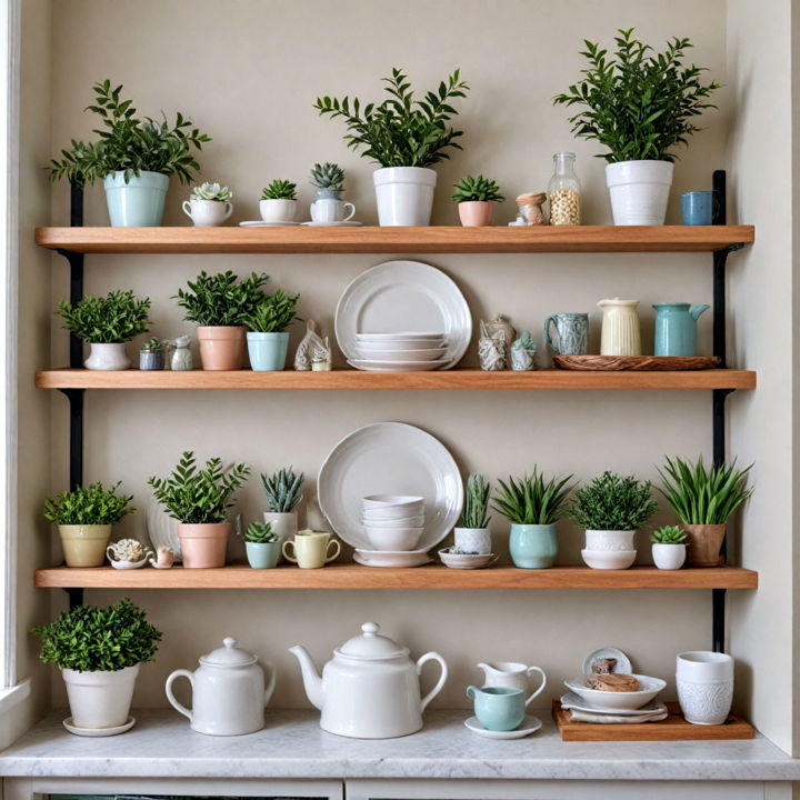 open shelving with spring elements