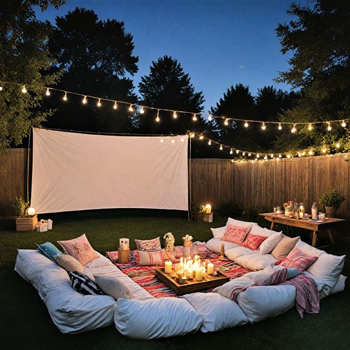organize an outdoor movie night setting