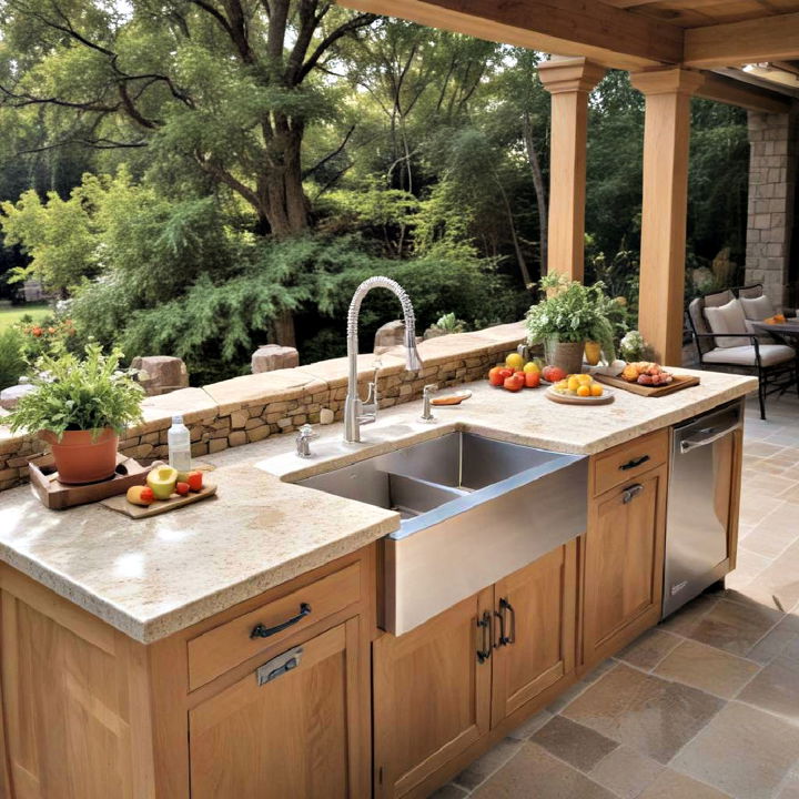 outdoor island with sink and prep station