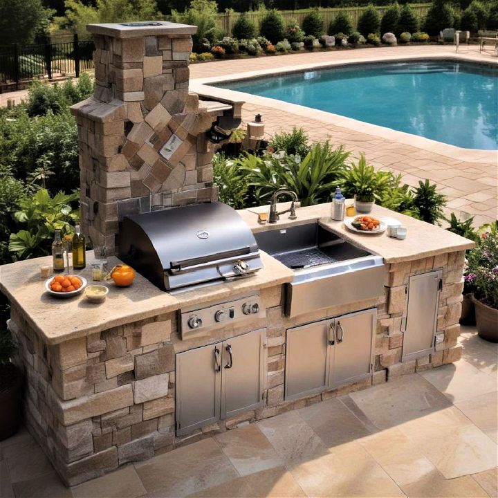 outdoor kitchen for cooking and dinning