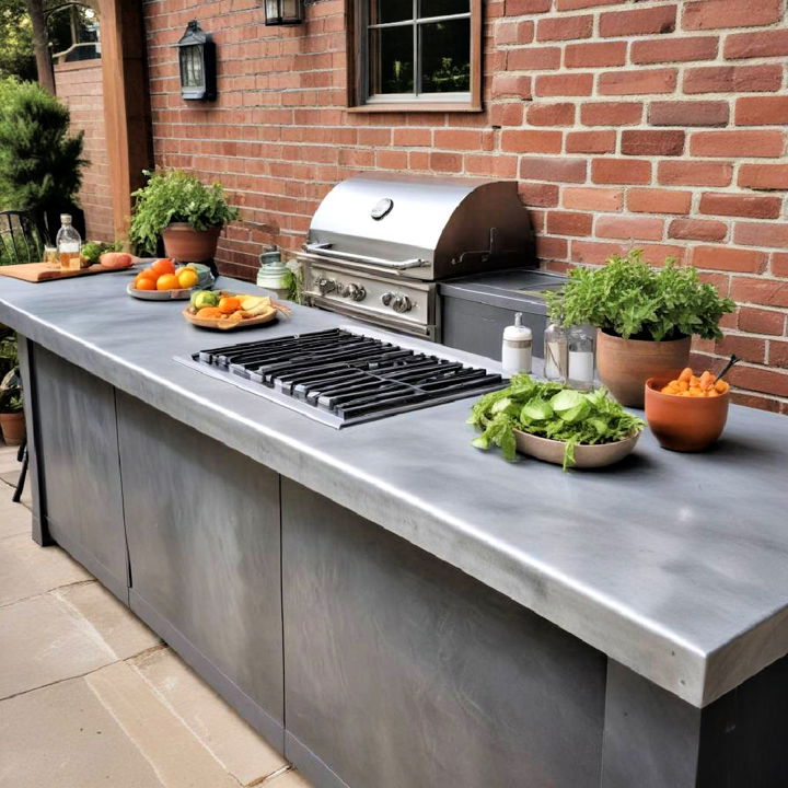 outdoor kitchen zinc countertop