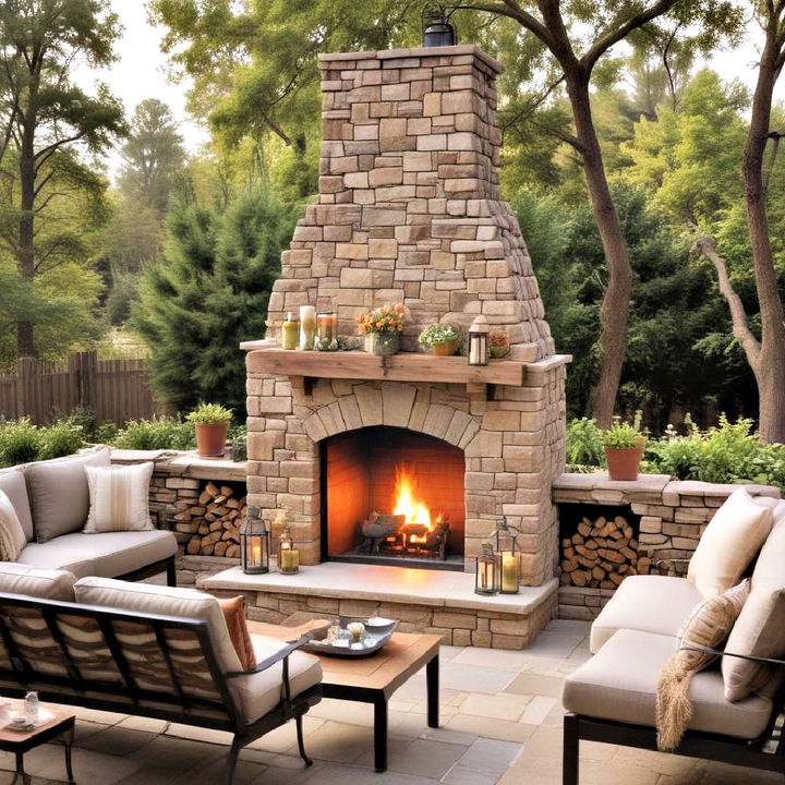 outdoor living space fireplace