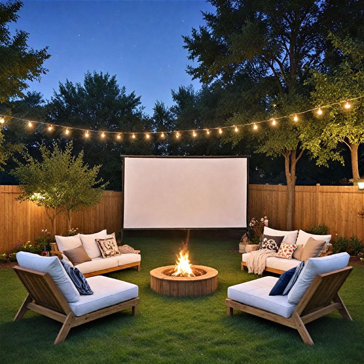 outdoor movie theater for backyard entertainment
