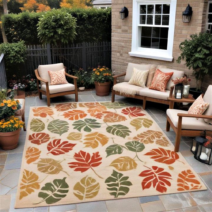 outdoor rug with leaf patterns