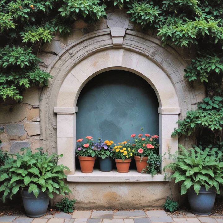 outdoor wall niche for garden