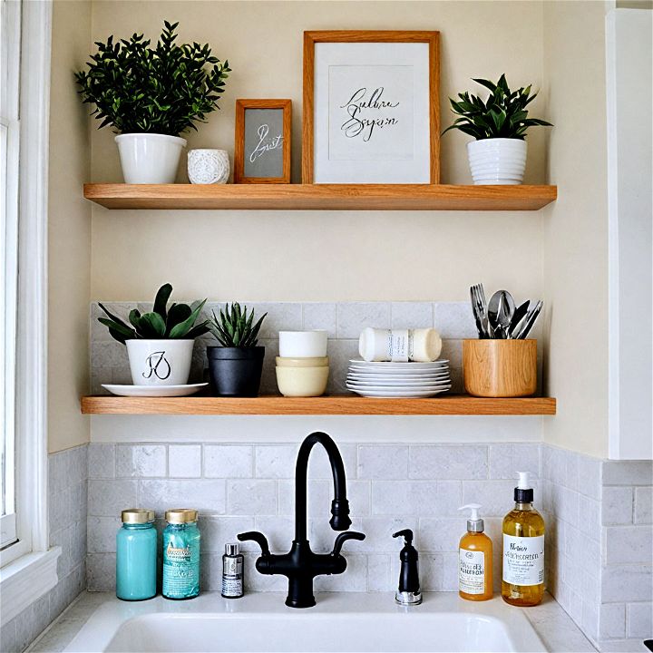over the sink shelves for small kitchen storage