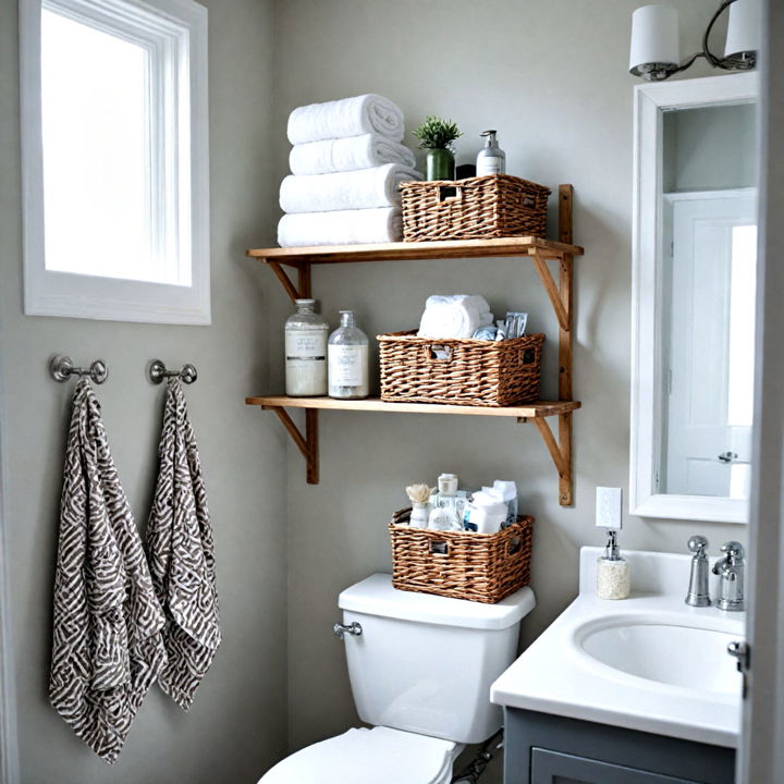 over toilet wicker basket storage