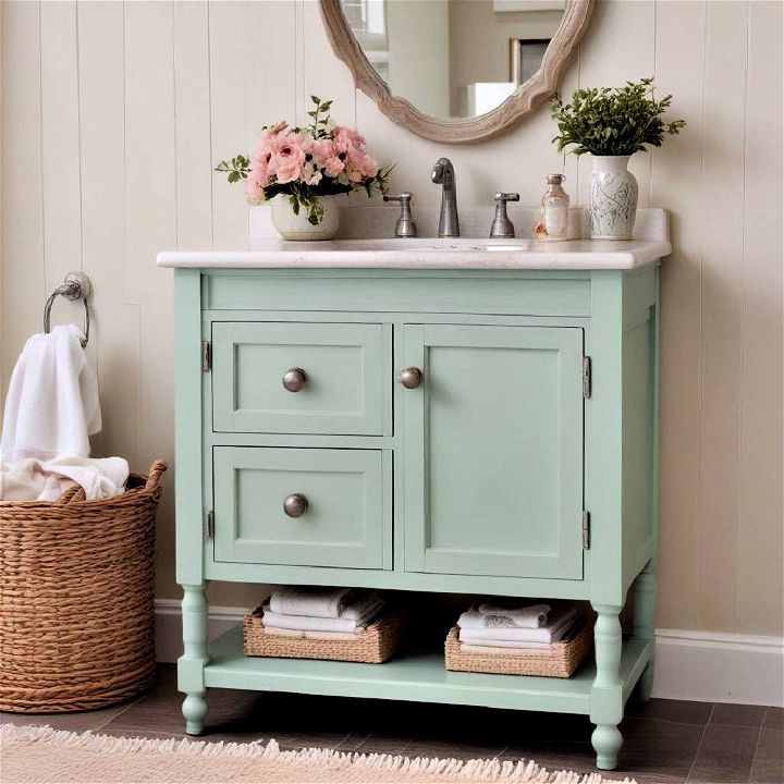 painted furniture for cottage bathroom