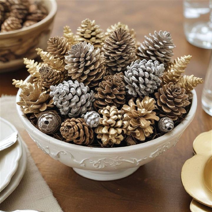 painted pine cones centerpiece