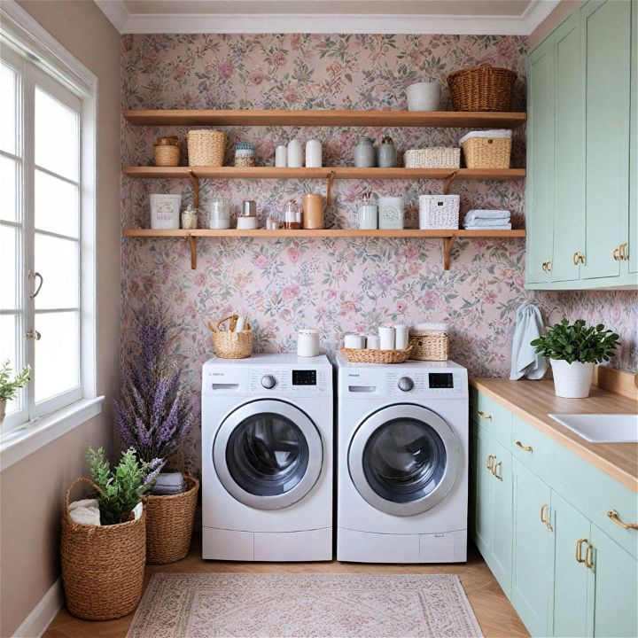 pastel laundry room wallpaper