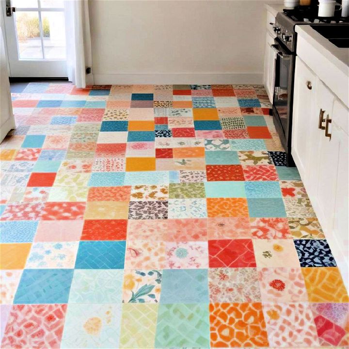 patchwork quilt painted floor