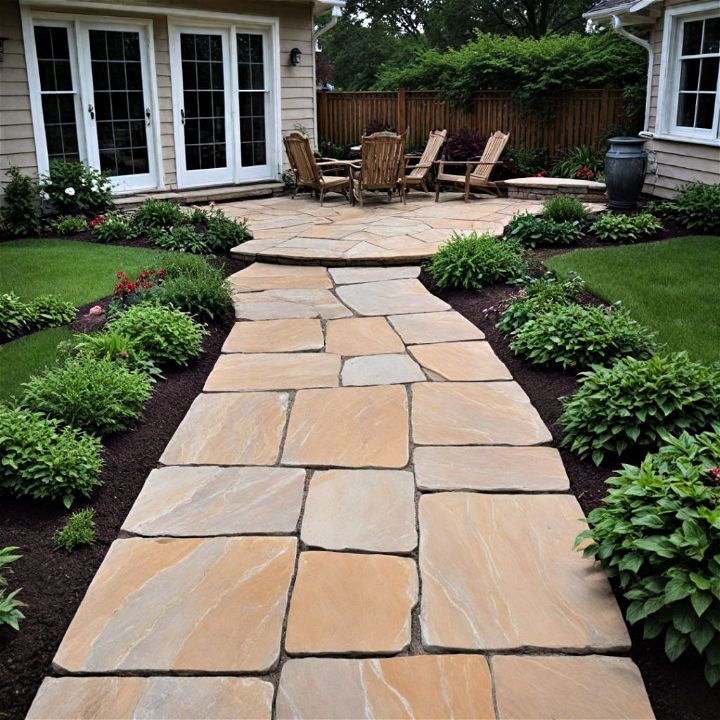 patio connect with a flagstone walkway