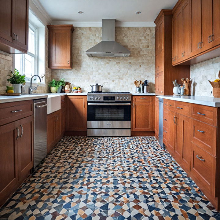 patterned floor tiles for colorful kitchen
