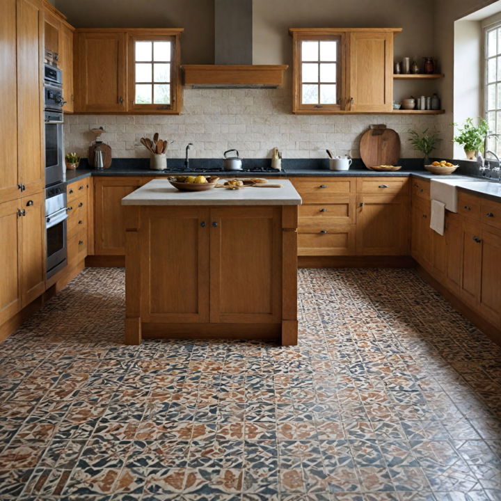 patterned floor tiles for craftsman kitchen