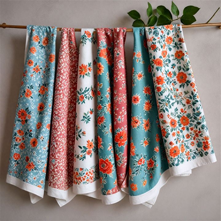 patterned tea towels with retro design