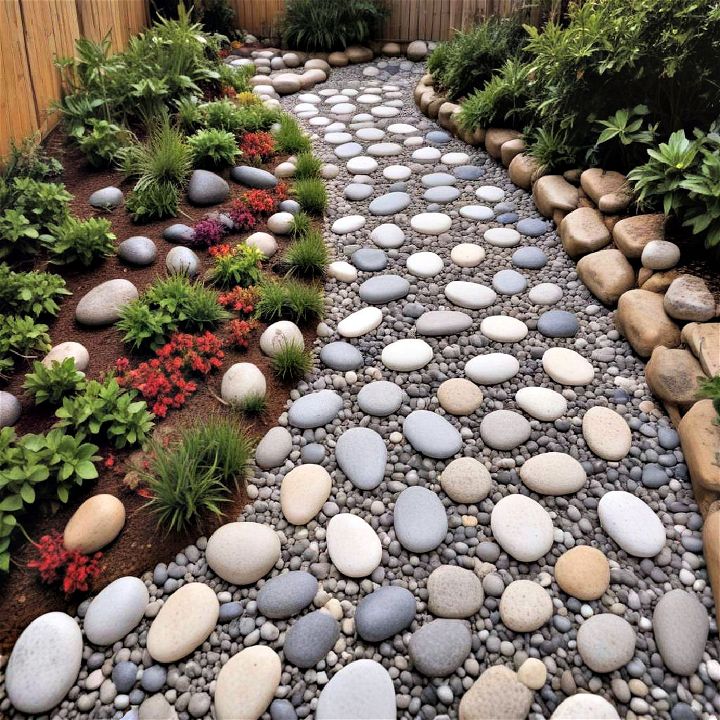 pebble pathway for modern small garden