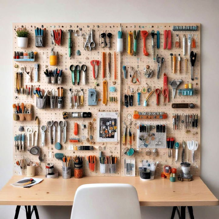 pegboard wall for craft room