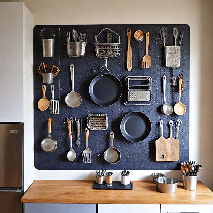 pegboard wall organizer for small kitchen
