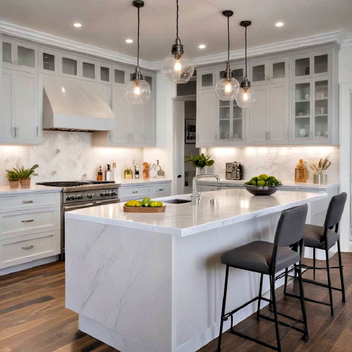 pendant lights over the kitchen island