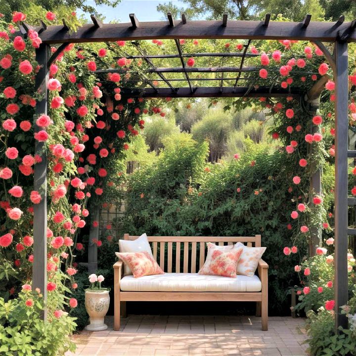 pergola adorned with climbing roses