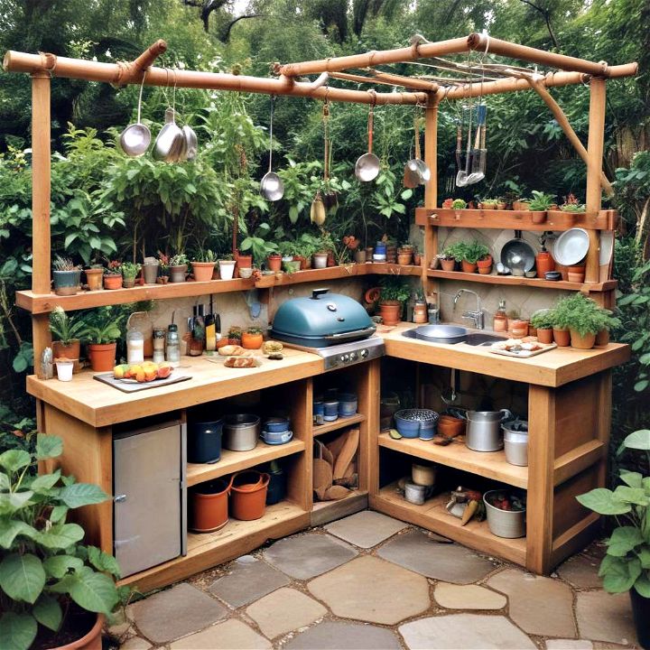 permaculture paradise outdoor kitchen