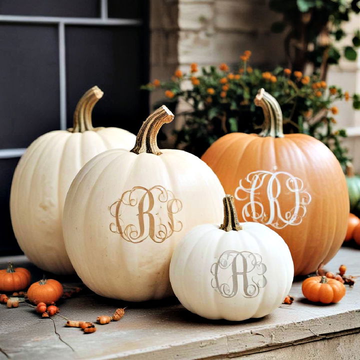 personal touch with monogrammed pumpkins