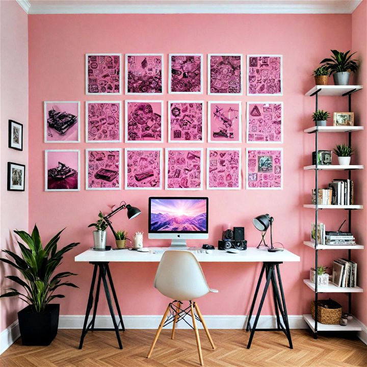 personalize gaming area with pink wall art