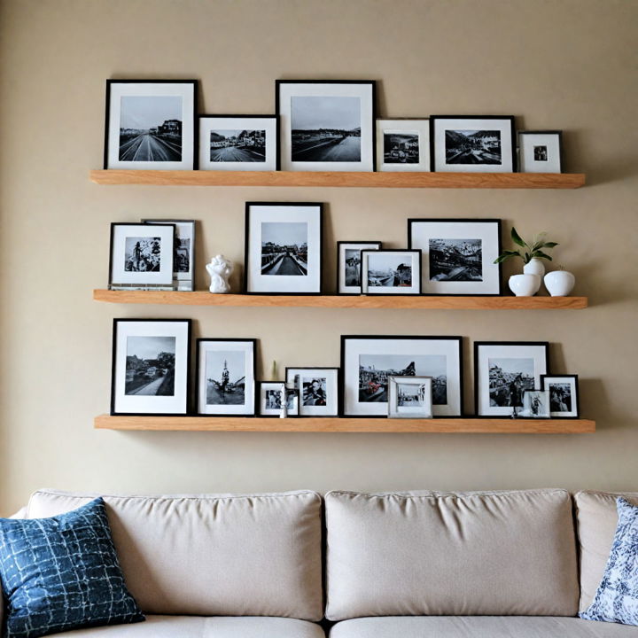picture ledges neutral living room