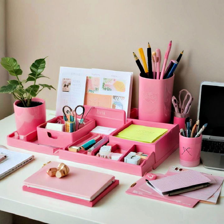 pink desk accessories